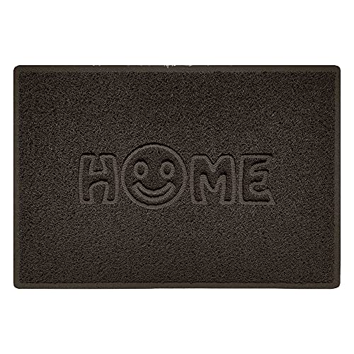 Nicoman SMILEY FACE Embossed Shape Door Mat Dirt-Trapper Washable Barrier Doormat-(Use Indoor or Sheltered Outdoor)-(90x60cm/3x2ft,Large) Brown