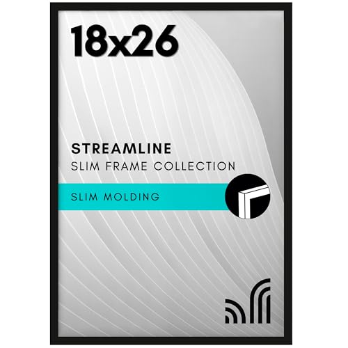 Americanflat 18x26 Poster Frame in Black - Thin Border Photo Frame with Polished Plexiglass - Wall Picture Frame with Hanging Hardware Included for Horizontal or Vertical Display Format