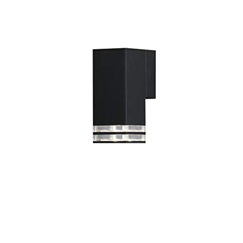 Konstsmide Handmade Outdoor Wall Light Mains Powered/Pollux Double Down Modern Lantern/1x7 Watt Max GU10 Lamp/Clear Acrylic Glass Lens/Aluminium/IP44/Black Outside Light
