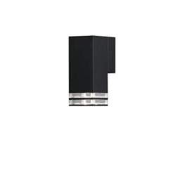 Konstsmide Handmade Outdoor Wall Light Mains Powered/Pollux Double Down Modern Lantern/1x7 Watt Max GU10 Lamp/Clear Acrylic Glass Lens/Aluminium/IP44/Black Outside Light