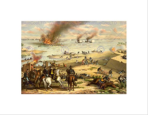 Wee Blue Coo WAR AMERICAN CIVIL BATTLE NAVAL MONITOR MERRIMAC USA FRAMED ART PRINT B12X11971