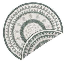 NORTHRUGS Indoor and Outdoor Rug Jamaica Round Diameter 140 cm Reversible Rug Weatherproof Modern Graphic Design Runner for Balcony Patio Garden Conservatory Living Room Rug Waterproof in Green Cream