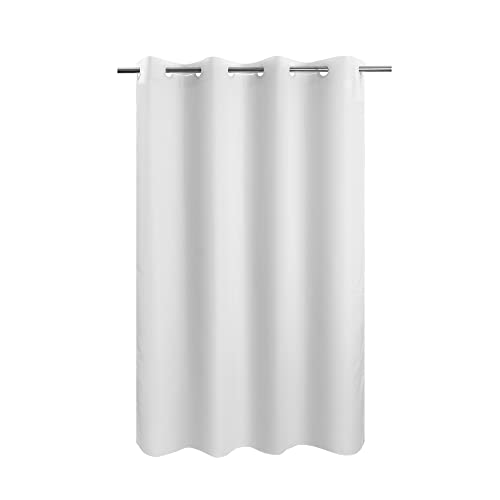 "River Dream No Hook 60"" Width Shower Curtain Microfiber - Soft Fabric Shower Stall Curtain Hotel Grade, Waterproof & Machine Washable, White, 60x74"