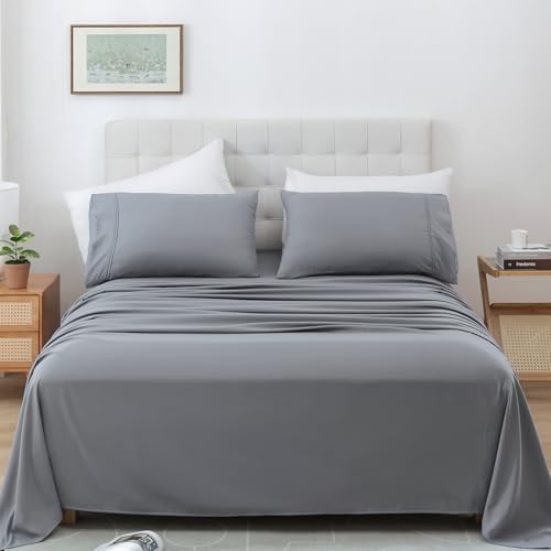 Twin Size Sheet Set, 3 Piece Soft Bed Sheets, Deep Pockets - Breathable and Cooling Microfiber, Wrinkle Free, Hotel Luxury Bed Sheet for Women & Men, Oeko-Tex, Steel Blue
