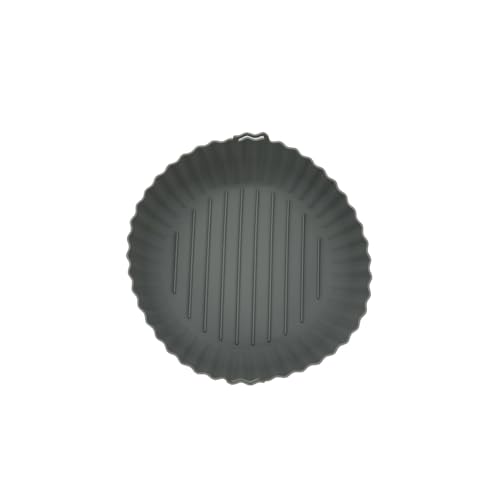 Fackelmann 42683 Round Silicone Basket, Hot Air Fryer Mould, Silicone Fryer Mould, Grey, 24.5 x 9.5 cm