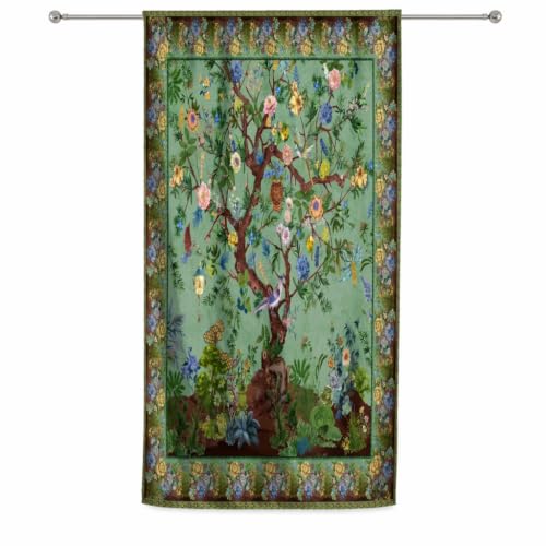 HMS Happy Memories Rod Pocket Door Curtains Thermal Insulated Room Darkening Curtains Blackout Floral Style Drapes Window Curtain 1 Panel for Living Room Bedroom Kitchen