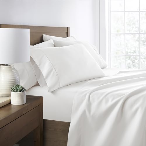 "Linen Market Full Sheet Set 6 Piece - Ultra Comfortable & Breathable Cooling Full Bed Sheets - Deep Pocket & Wrinkle-Free Sheets Fits 16"" Mattress - Extra Soft & Oeko-TEX Certified - White"