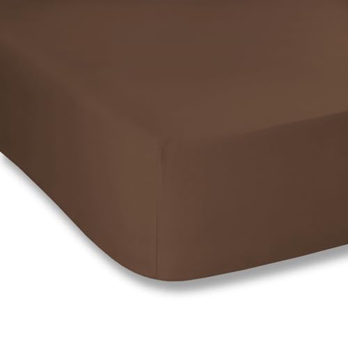 Plain Dyed Deep Taupe Fitted Sheet 90x200cm 100% Cotton Percale