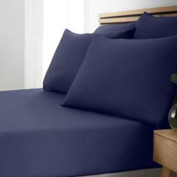 Catherine Lansfield So Soft Non-Iron Double Fitted Sheet Navy Blue