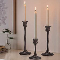 Candle Stick Candle Holder Set of 3 Metal Candlestick Holders Candle Stand Taper Candle Holders for Table Centerpiece Fireplace Mantle Decor, for Wedding Thanksgiving Christmas Housewarming