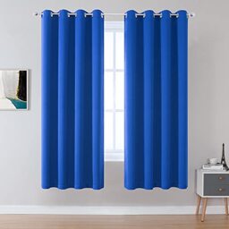 Blackout Curtain Panels/Drapes 72 Inch Length Solid Energy Efficient Room Darkening Bedroom Curtains Thermal Insulated Grommet Top 52 x 72 Inches Royal Blue