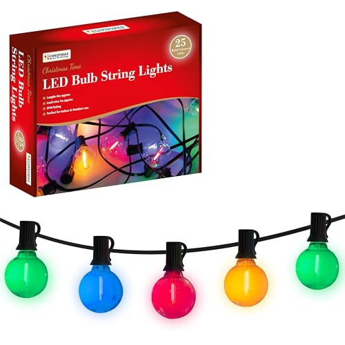 The Christmas Workshop 73719 LED Globe String Lights / 25 x Outdoor Christmas Lights / IP44 Waterproof/Connectable Design/Multi-Coloured Light Colour