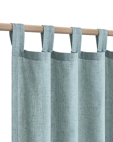 KOUFALL Summer Living Room Curtains Set of 2 Panels Linen Transparent Sun Room Curtains for Bedroom Teenager Light Turquoise, Mint Green, 244 cm Long