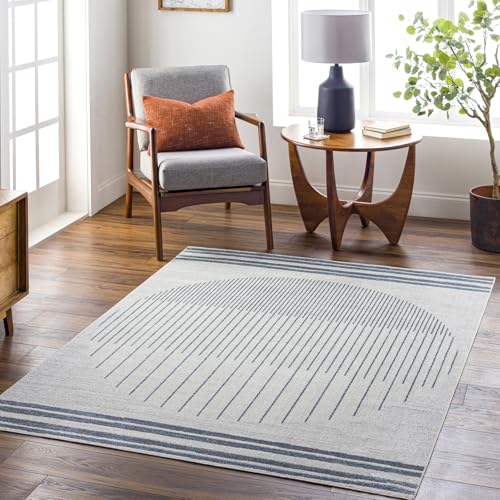 Livabliss Enso Bratislava Washable Carpet 140x200 cm – Modern Boho Design for Living Room, Dining & Kitchen, Easy Care Machine Washable, Grey Cream Blue Anthracite