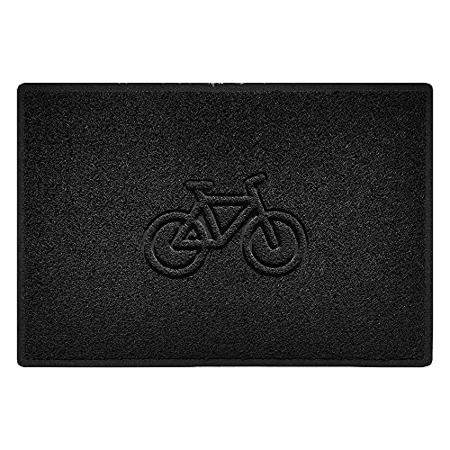 Nicoman Bike Embossed Shape Door Mat Dirt-Trapper Washable Barrier Doormat-(Use Indoor or Sheltered Outdoor)-(90x60cm/3x2ft,Large) Black