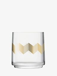 LSA International Chevron Lantern/Vase H14cm Gold- 1 Unit - Mouthblown & Handmade Glass - CH16