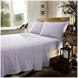 Gaveno Cavailia Luxury Flannel Plain Flat Sheet, 100% Brushed Cotton Easy Care Accessory, Premium Soft & Cosy Bed Linen, Purple, Double Size Bedsheet