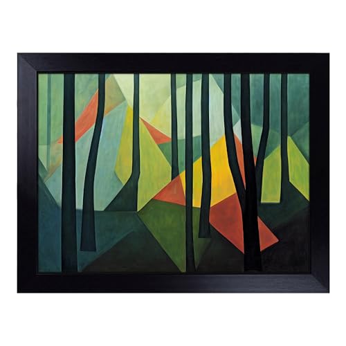 Lap Tray with Bean Bag Cushion, A Bold Abstract Forest - Handmade in the UK, Raised Wooden Edge, Padded Cushion, Heat-Resistant Wipe-Clean Surface, for Meals, Laptops and Crafts