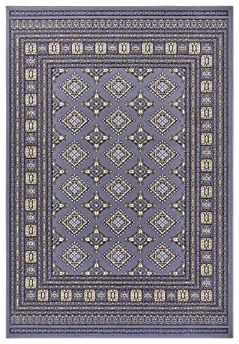 NORTHRUGS Nouristan Oriental Short Pile Rug Sao Buchara Living Room Rug Modern Design for Living Room Kitchen Hallway Dining Room Bedroom - Grey, 80 x 150 cm