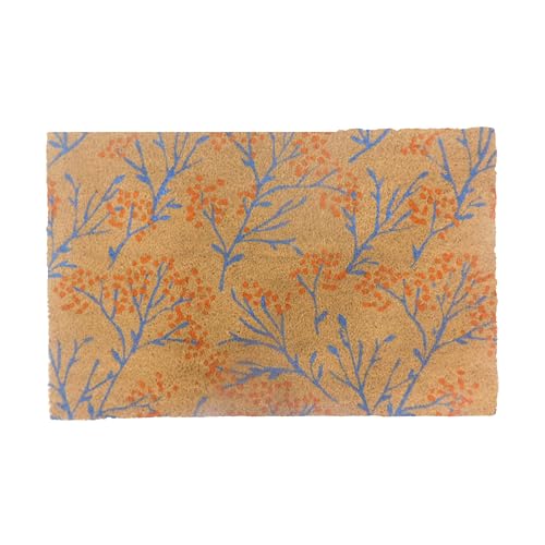 Relaxdays Coconut Doormat 80x50cm, Branch Design, Non-slip, Weatherproof, Indoor & Outdoor Use, Multicoloured