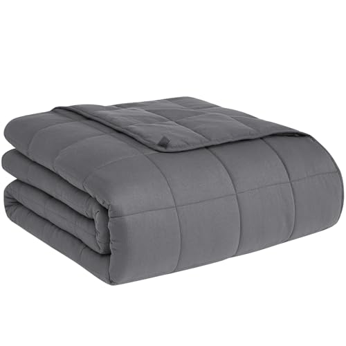 "CuteKing Weighted Blanket for Adults (20lbs, 48""x72"", Grey) Heavy Blanket for 180-190lbs, Weighted Blanket for Cooling & Heating with Premium Glass Beads, Soft Thick Blanket for Adult All-Season"