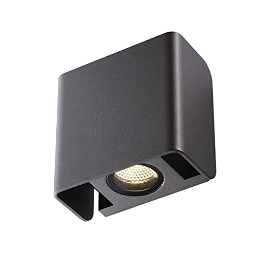 SLV Wall-Mounted Light MANA Out/Illumination for Walls, Paths, entrances, Built-in Outdoor Light, Garden lamp / IP65 3000K 12W 650 325lm Anthracite dimmable 60 Degrees