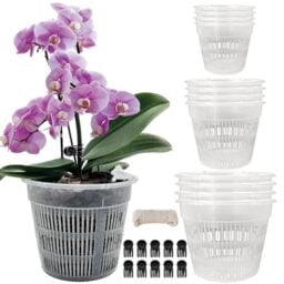 "Tialero Orchid Pot, 12 Pack Orchid Pots with Holes, 4 Each of 4.5"", 5.5"", 6.3"", Clear Orchid Pots for Repotting, Breathable Slotted Orchids Planter"