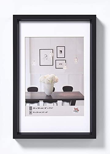 walther design Picture Frame Black 30 x 40 cm with PassepArtout, Steel Style Plastic Frame ES040B
