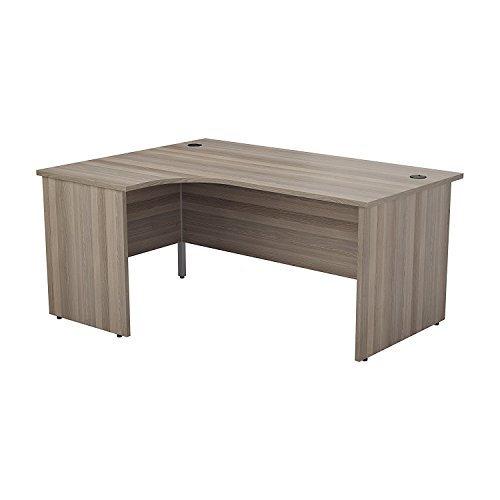 Office Hippo Professional Left Corner Office Desk, L-Shaped Desk, Strong & Reliable Panel Desk, Office Table With Integrated Cable Ports, PC Desk For Office & Home - Grey Oak