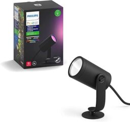 Philips Hue Lily Outdoor Spotlight, Smart LED, 1 Pack - White and Colour Ambiance Light, 8W, 590lm, IP65, Requires Hue Bridge, Smart Home