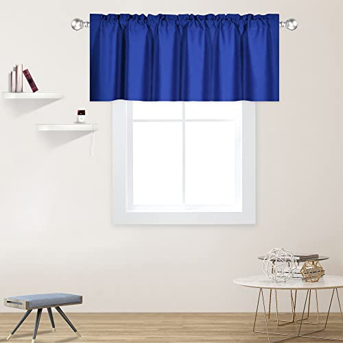 DECOVSUN Royal Blue Valances for Bedroom - Small Window Rod Pocket Solid Blackout Curtain Valances 60 by 18 Inch,1 Panel