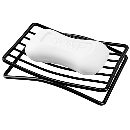 GUUKAR Soap Dish Bar Soap Holder for Shower Bathroom, Stainless Steel Self-draining Sponge Holder for Kitchen Sink Bathtub, Easy Cleaning Quick Dry, Black