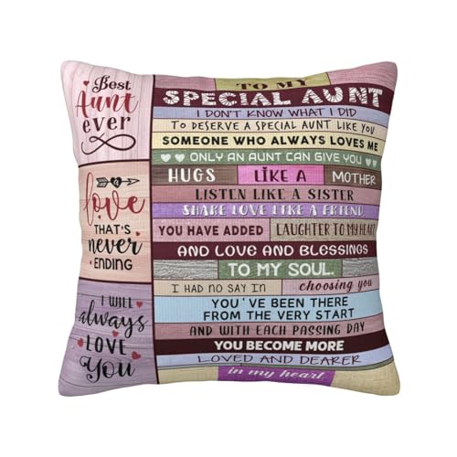 "dengtian Mothers Day Aunt Gifts, Aunts Birthday Gifts from Niece Nephew, Best Auntie Gift Ideas, Gifts for Aunt from Niece Nephew, Best Aunt Ever Gift, Gifts for Auntie Throw Pillow Cover 18""x 18"""