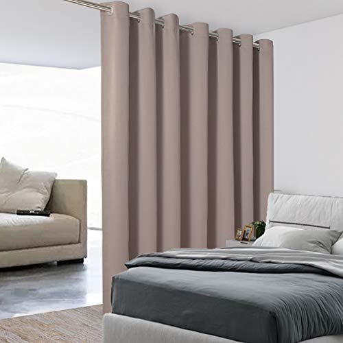 Bonzer Room Divider Curtain Total Privacy - Wall Noise Reducing Extra Wide Blackout Curtains for Patio Sliding Glass Door, 108L x 120W Inch (9L x 10W ft), 1 Panel, Khaki