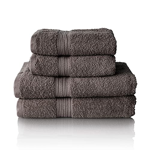 Glart Premium Set of Terry Hand Towels, Range of Terry Towels in 6 Colours and 5 Sizes, Colour: Anthracite, 2X Bath Towels 70 X 140 cm and 2X Hand Towels 50 X 100 cm