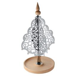 "Alessi ""Dressed For X-Mas Tabletop Christmas Tree in Stainless Steel and Beech-Wood, Silver"