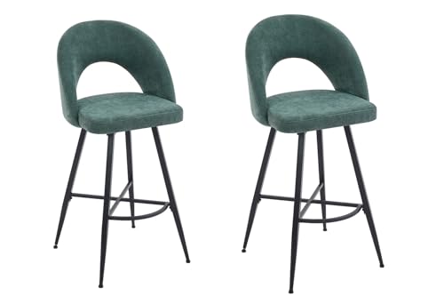 A ASPECT Set Of 2 Lincoln Swivel Barstool/Kitchen Stool With Padded Seat and Black Base (Green)