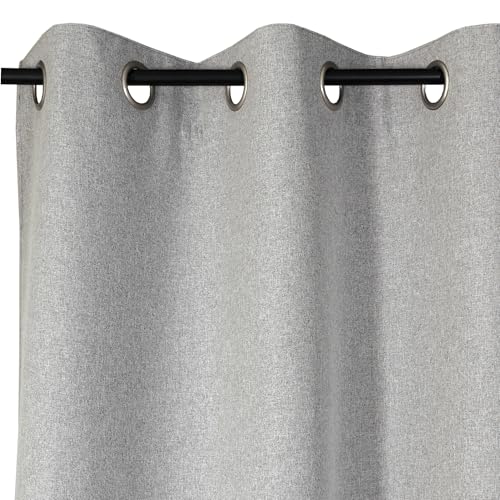 Atout Ciel 100% Blackout Curtain with Eyelets 140 x 260 cm Ready to Hang Grey Heather