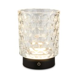 BRILONER - LED Table lamp Cordless IP44 with Glass Body, Touch dimmable in Steps, Rechargeable Battery & Light Source Interchangeable, Bedside lamp, Decorative lamp, Rechargeable Table lamp, 15x11cm