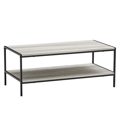 Vida Designs Brooklyn Coffee Table Sofa Side End Shelf Display Unit Industrial Rustic Living Room Furniture (Grey)