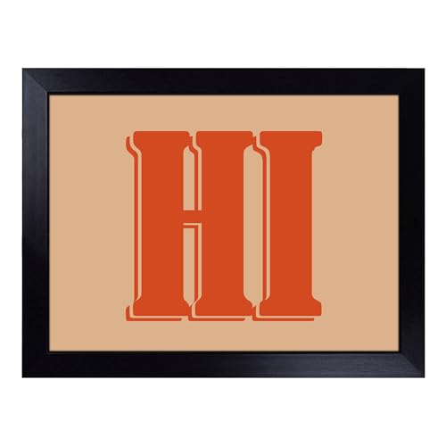 Lap Tray with Bean Bag Cushion, Hi Typography Quote - Handmade in the UK, Raised Wooden Edge, Padded Cushion, Heat-Resistant Wipe-Clean Surface, for Meals, Laptops and Crafts