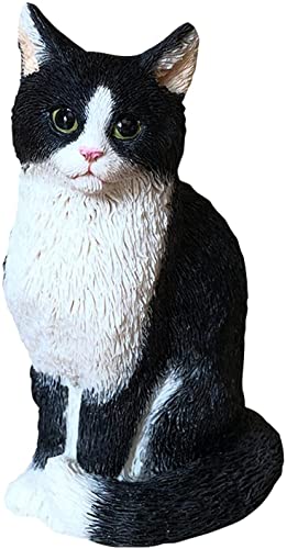 WQKING Cat Resin Outdoor Tree Sculpture Gift Garden Terrace Lawn Outdoor Cat Statue (Black)