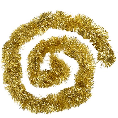 WeRChristmas 10 m Garland Traditional Christmas Tree Tinsel, Gold