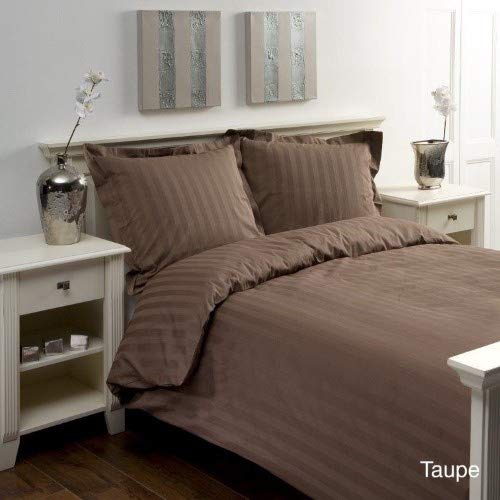 Papillon Satin Stripe Duvet Covers Taupe, Cotton, 200 x 200/220 cm