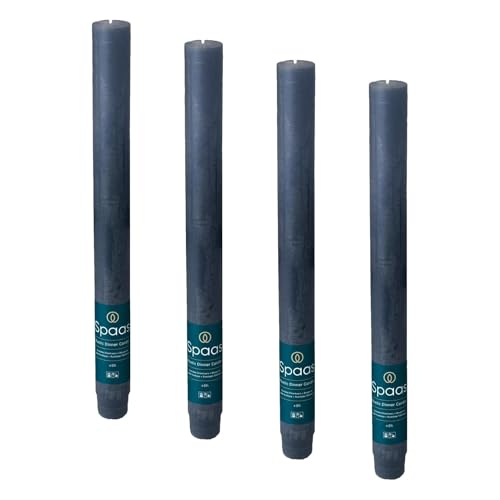 Spaas Rustic Dinner Candle 8h, Dark Blue (Pack of 4)