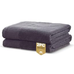 Rapport Home Eden Weave Bath Sheets 2 Pack - Steel Grey 90x140cm - Luxurious 500GSM 100% Cotton - Oeko-Tex Certified Absorbent & Soft Bathroom Towels