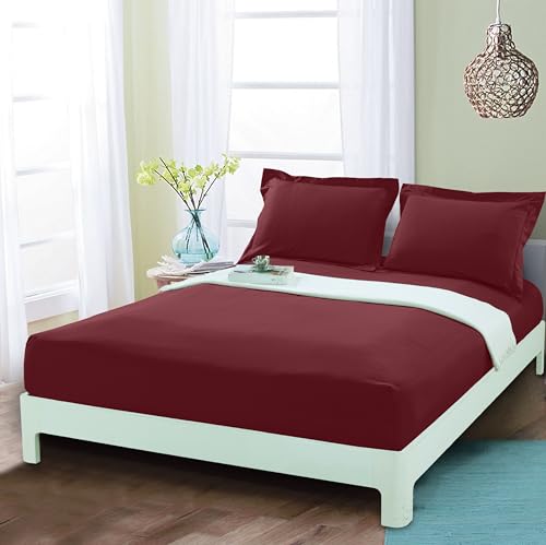 Mocassi Twin Fitted Sheet - Deep Pocket Cooling Sheets up to 16 inch - Hotel Luxury 1800 Thread Count - Softest Sheets - Wrinkle Resistant - 1 Single Bottom Fitted Sheet, Twin, Burgundy