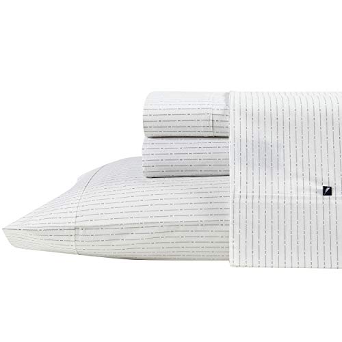 Nautica - King Sheets, Cotton Percale Bedding Set, Casual Home Decor (Buoy Line Grey, King)