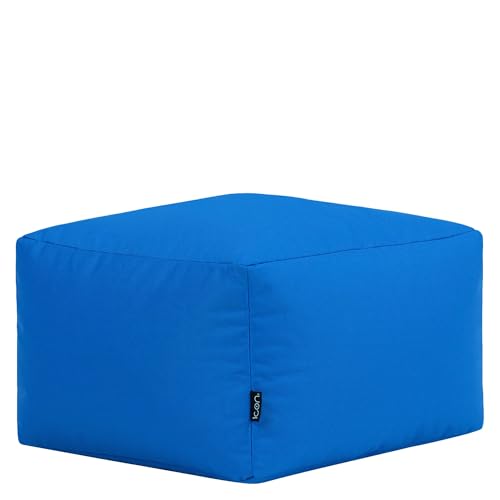 Bean Bag Bazaar Amara Bean Bag Outdoor Footstool, Blue, 40cm x 24cm, Bean Bag with Filling Included, Garden Footstool, Foot Stool, Outdoor Pouffe