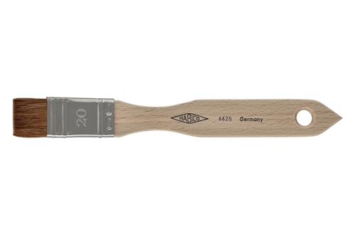 Habico Brush - Lacquer Brush - Kolinsky Red Sable Hair - Stainless Steel Sheet - Flat Design - Ideal for Spirit Varnishes - 20mm Width - Hair Length 17mm - No. 6620